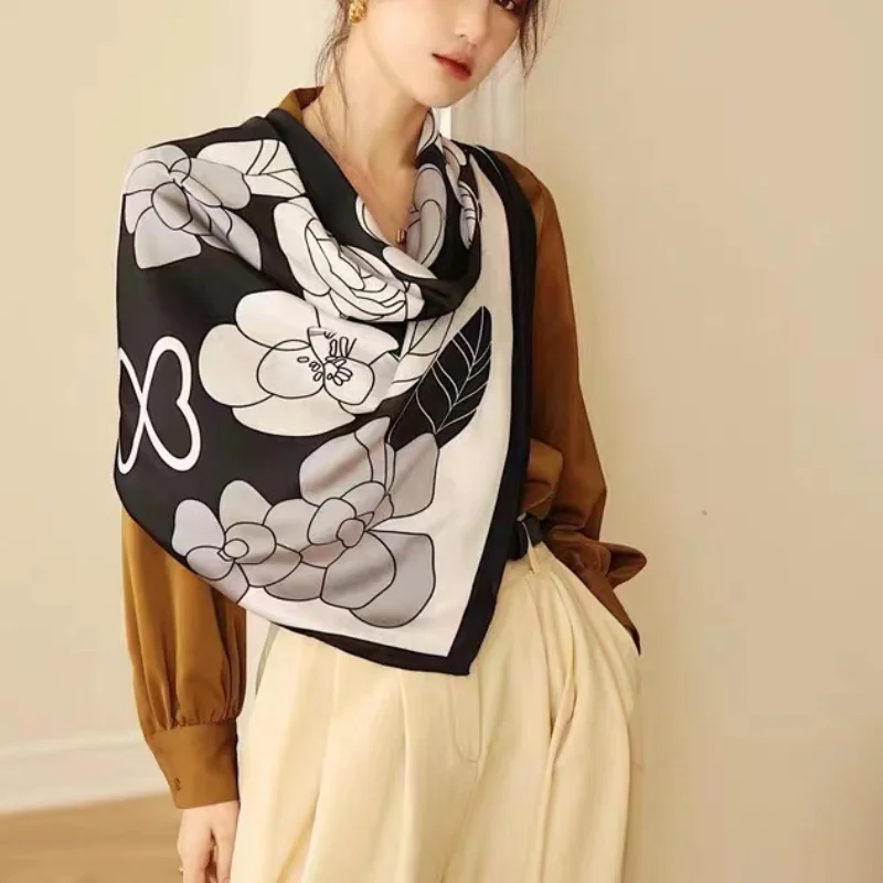 

Luxury Silk Shawl Square Scarf for Women Satin Fashion Wraps Neckerchief Female Hair Bands Ribbon Headband Bandana pareo