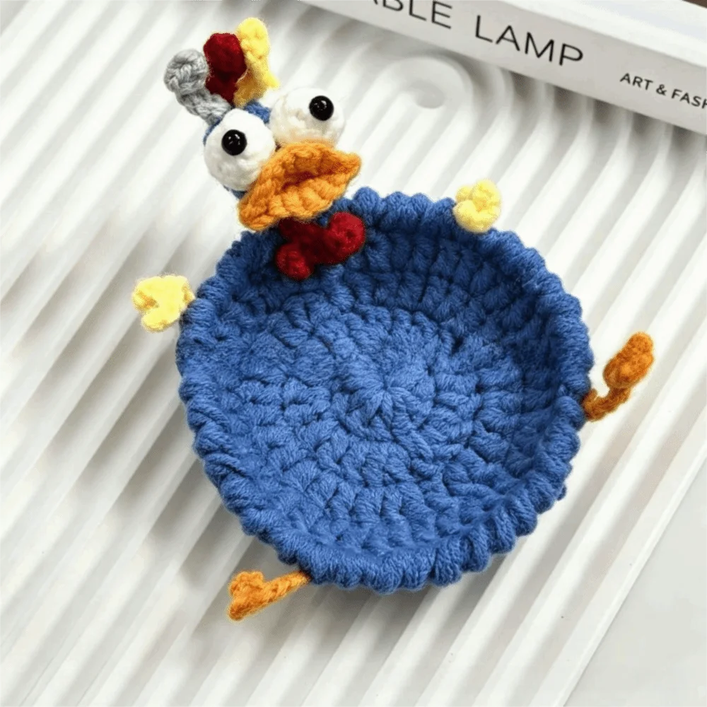 Handmade Crochet Craft Crochet Animal Coaster Non-slip Base Animal Shape Design Knitted Drink Coaster Creative Cartoon Style
