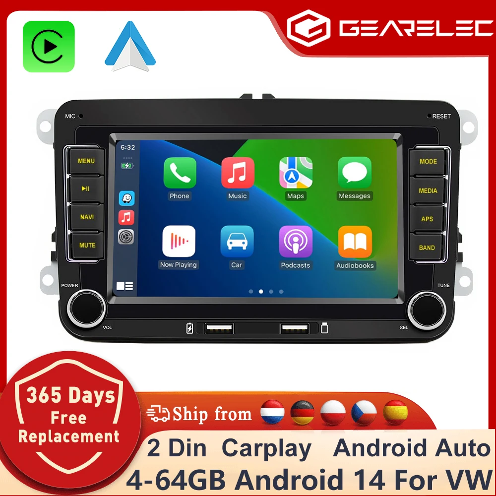Android 13 autoradio 2 din multimedia player fm gps wifi carplay für vw volkswagen skoda octavia golf 5 6 touran passat b6 polo