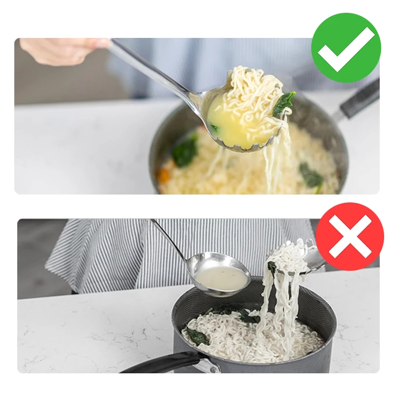Servidor de Pasta de cocina con dientes, acero inoxidable, garra de espagueti ranurada para servir y colar fideos, cuchara