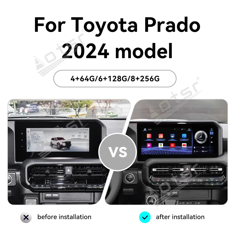 12.3 Inch Android 13 Car Radio CarPlay For Toyota Prado 2024 Touch Screen Multimedia Player GPS Navigation Head Unit DSP Auto
