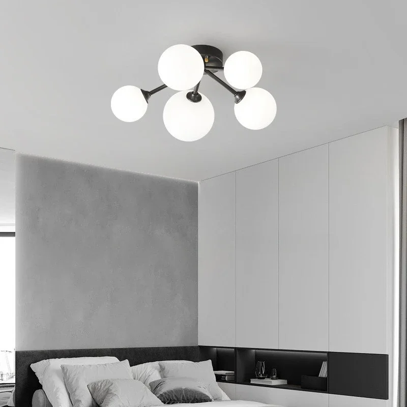 

GHJUYIOL Ceiling Room Light Italian Molecular Art Creative Personality Magic Bean Light Bedroom Copper Ceiling Light Restaurant