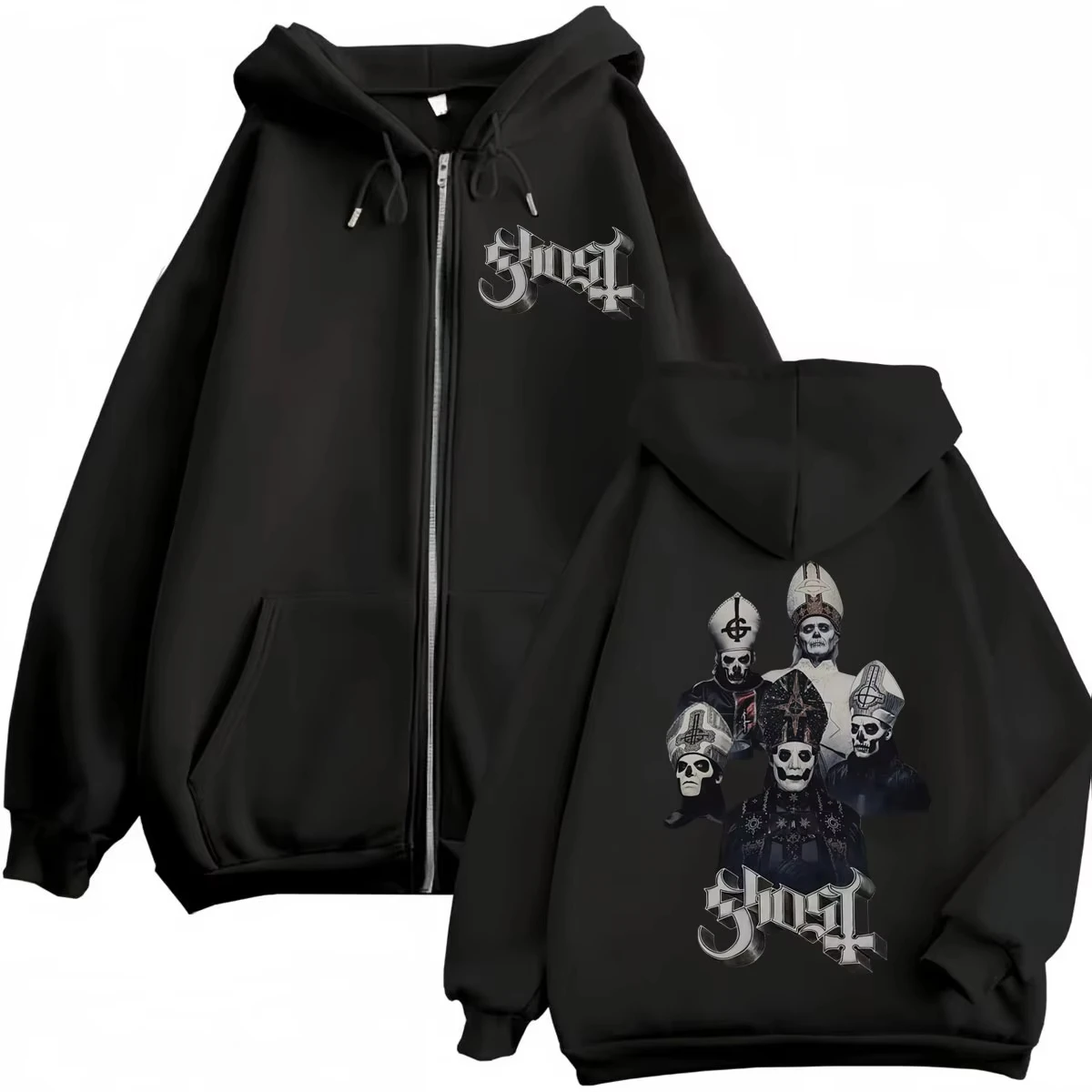 Hot Sale Ghost Band Zipper Hoodie Men Women Clothing Fashion Rock Zip Up Pullovers Gothic Vintage Hooded Sweatshirts Streetwear