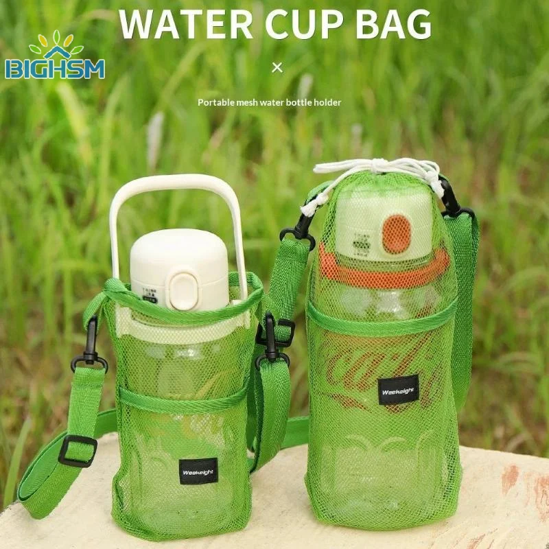 1Pcs Adjustable Strap Mesh Water Bottle Bag With Anti-Drop Design – Portable Cup Holder For Kids & Adults Outdoor Adventures