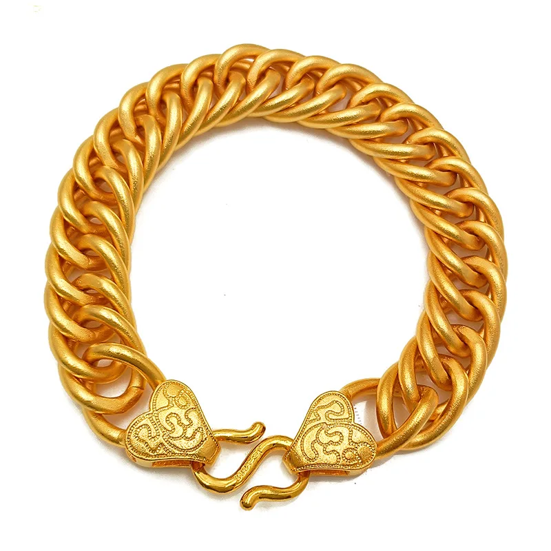 9999 gold pure handcrafted seamless welded boss bracelet Zang nationality twisted rope chain for men 15m