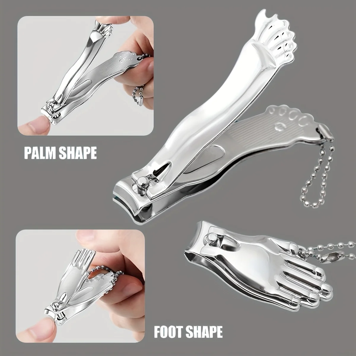Juego de cortaúñas de 2 uds., Material de acero inoxidable, uso separado de manos y pies, adecuado para uso diario y viajes, regalo de vacaciones