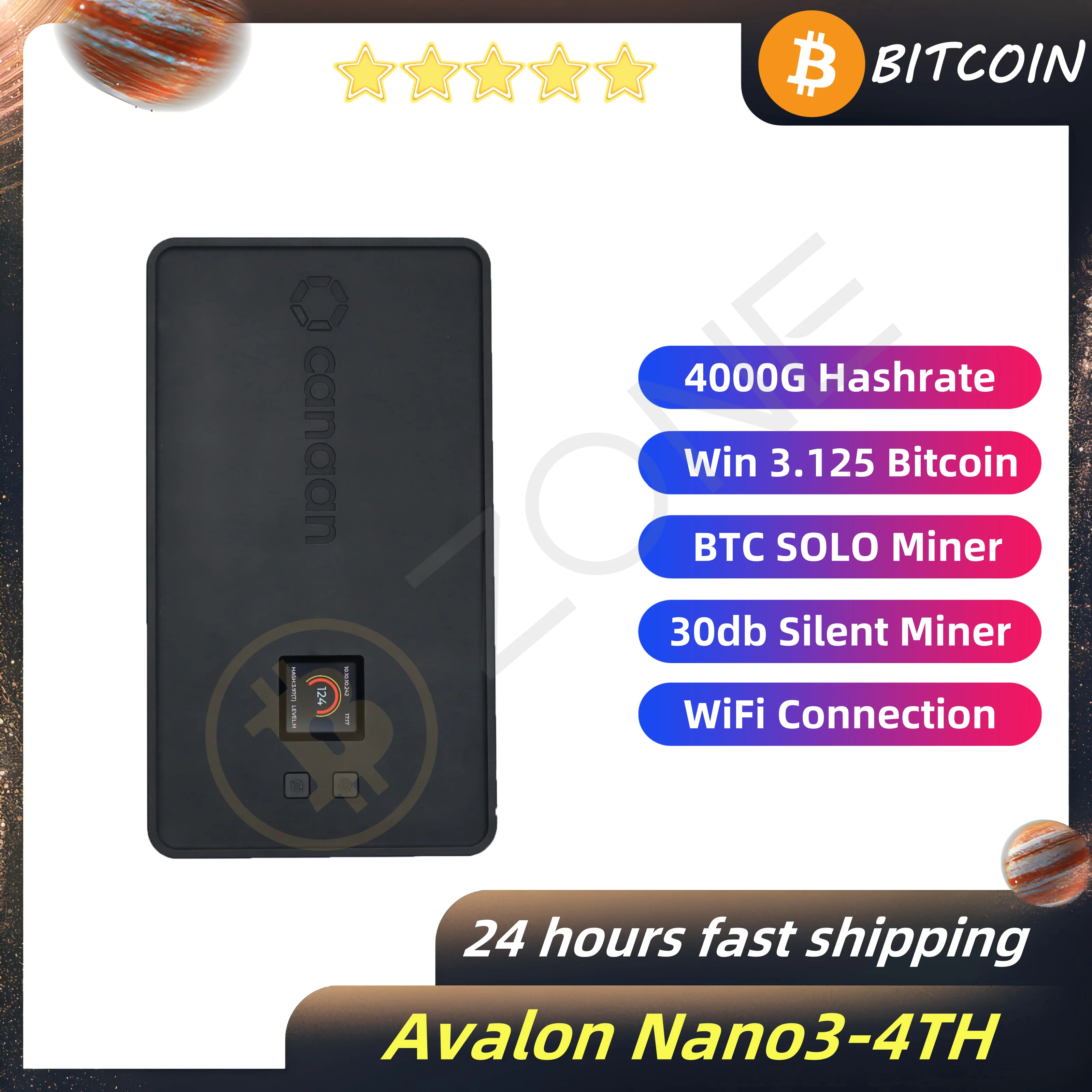 

One Year Warranty Avalon nano3 4TH/S Hashrate 35 db Home Silent Bitcoin Miner BTC Lotto Machine with 28V 5A Power Supply