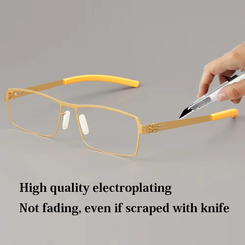 Germany Brand 5085 Small Legs Glasses Frame Mens Handmade Screwless Suqare Business Eyeglasses Spectacles Gafas Classic Fashion