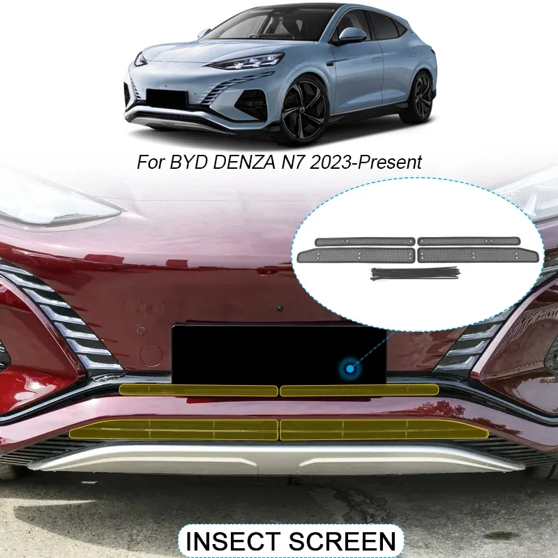 4pcs Car Insect-proof Air Inlet Protection Cover Insert Vent Racing Grill Filter Net Accessory For BYD DENZA N7 2023 2023 2024