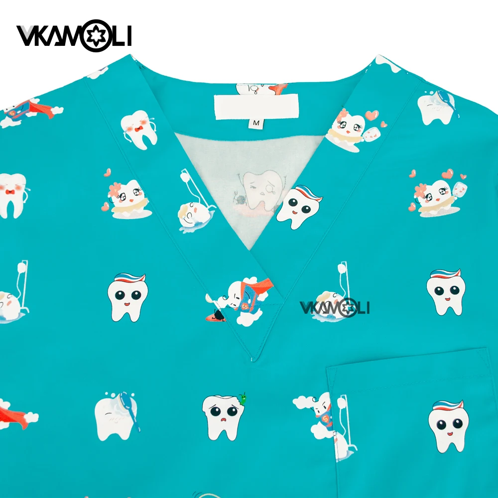 여러 개의 주머니 스크럽 탑 작업복, 병원 클래식 양식 Foctor 여자 남자 간호 치과 의류 작업복