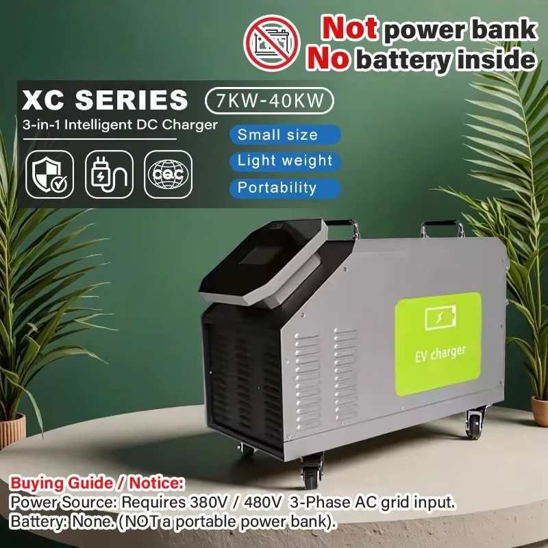 480V 3 Phase AC Power Input 7kW 20kW 30kW 40kW GBT CCS2 Electric Vehicle DC Portable Charging Station Mobile EV Fast Charger