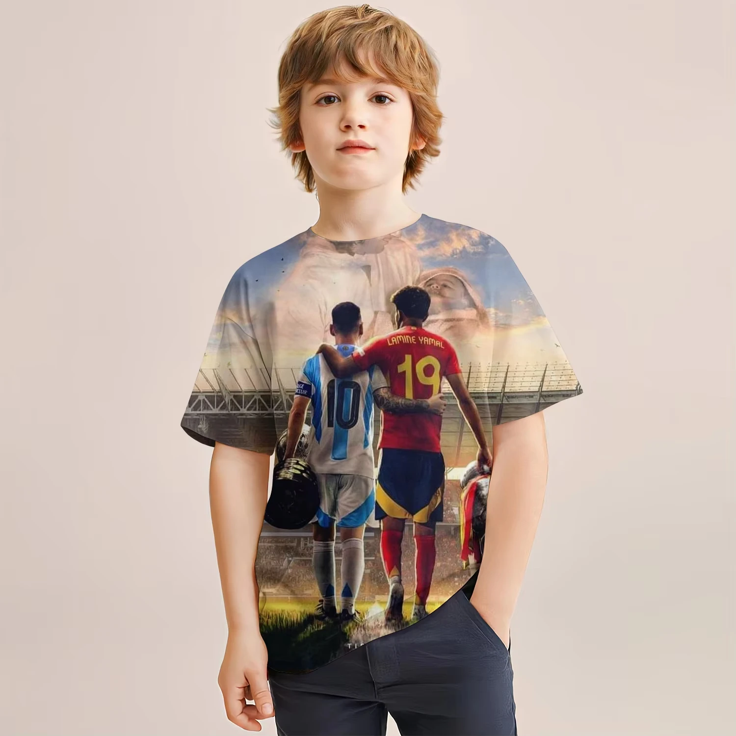 A Piece 25 Summer New 3D Printed Lamine Yamal Boys' T-shirt Ball Game Star Fashion Children's Clothing Comfortable Appearance