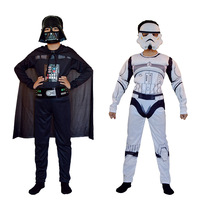 Kids Black Warrior Cosplay Costume Storm Trooper Darth Vader Anakin Skywalker Girl Wars Rey Party Costume Clothing Cape Mask