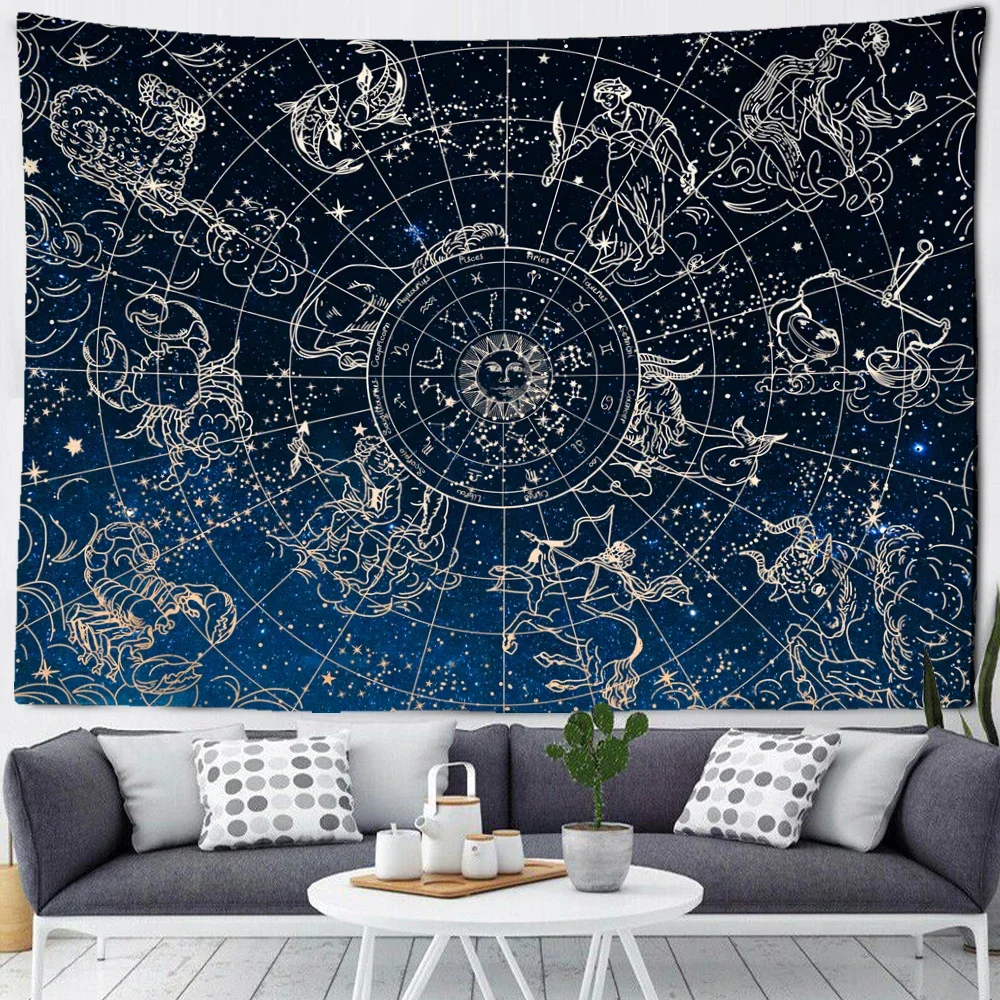 Ancient Astrology Tapestry - Zodiac Constellations & Celestial Map | Unique Wall Art for Bedroom & Astronomy Lover Gift