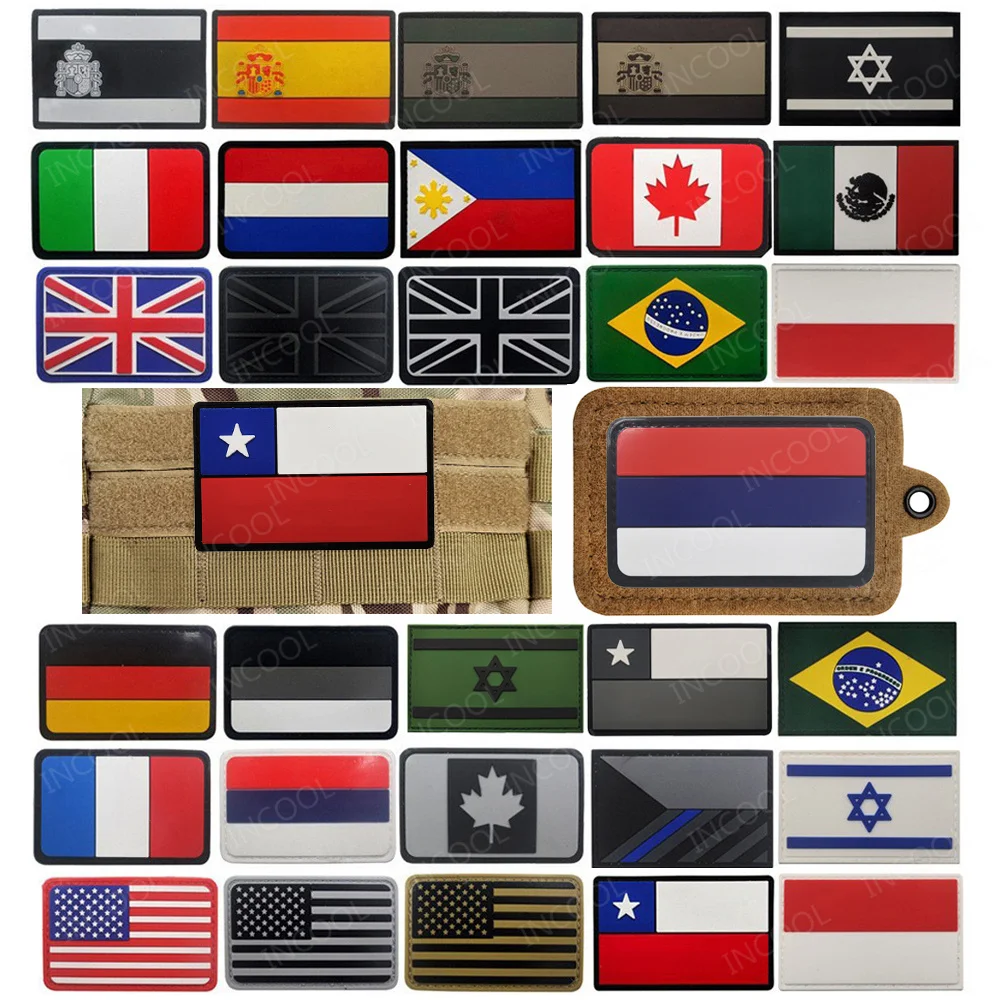 بولي كلوريد الفينيل العلم الوطني بقع المملكة المتحدة التشيك إسبانيا فرنسا ألمانيا إيطاليا الولايات المتحدة روسيا شيلي المكسيك بولندا التكتيكية هوك شارات الكتف المطاطية