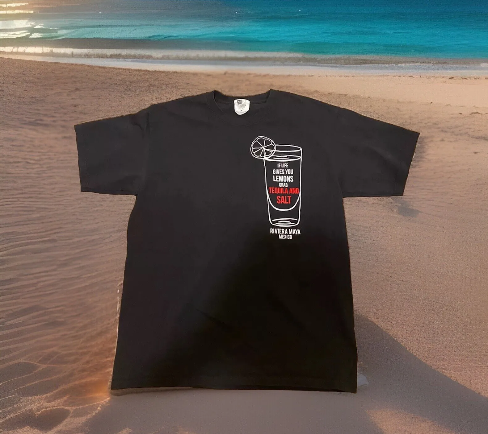 Tequila y sal México Camisa negra Mediana Tijuana CDMX Vacaciones Agave Mezcal