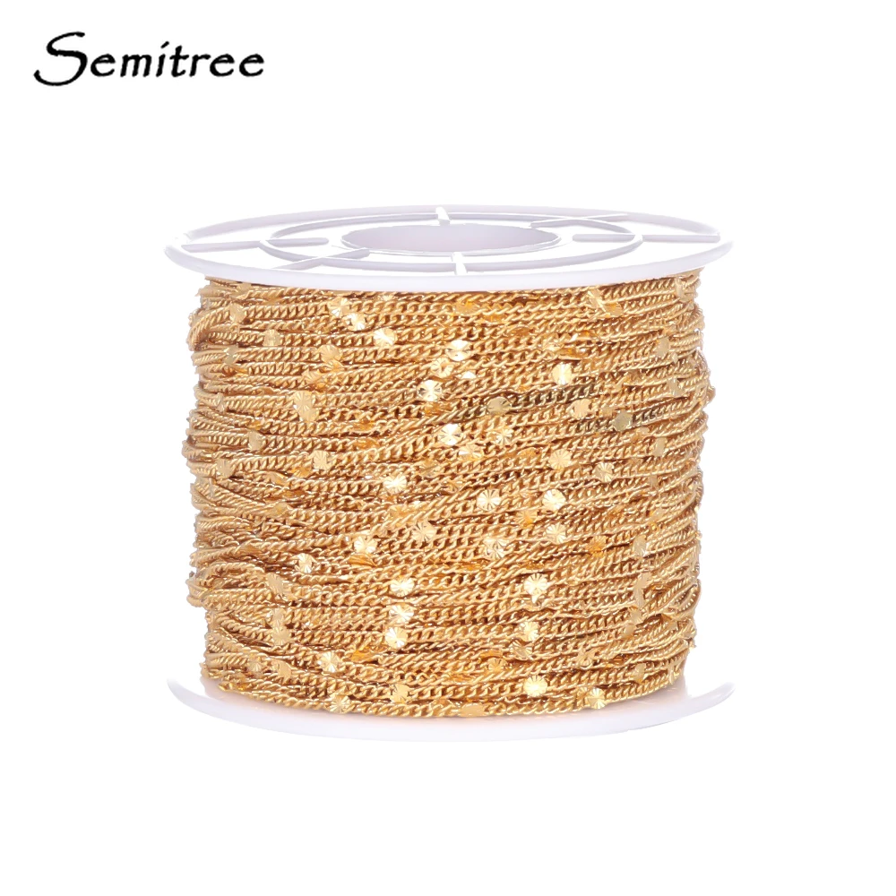 Semitree 2 Meters Stainless Steel Chains Bulk for DIY Jewelry Making Accessories Handmade Necklace Findings Crafts Supplies