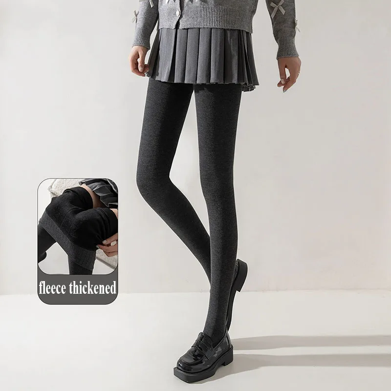 

Осень-зима, новые флисовые теплые леггинсы для женщин, повседневная одежда, утепленные вязаные колготки, студенческие леггинсы в японском стиле
