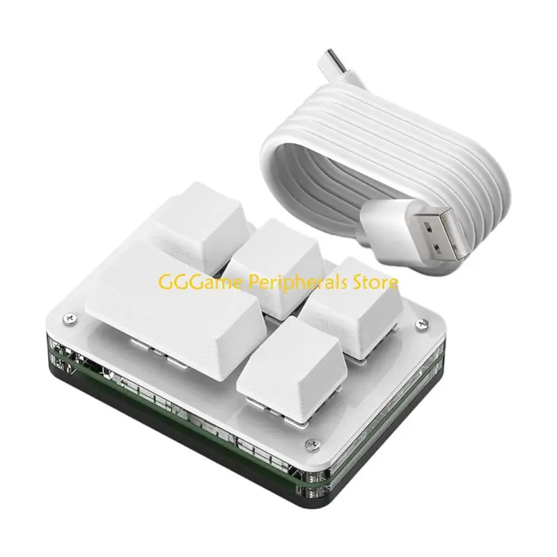 U55B Mechanical Keypad for Desktop Command Control, 5-Key USB Form with Light Effects for Gaming Editing and Office Use