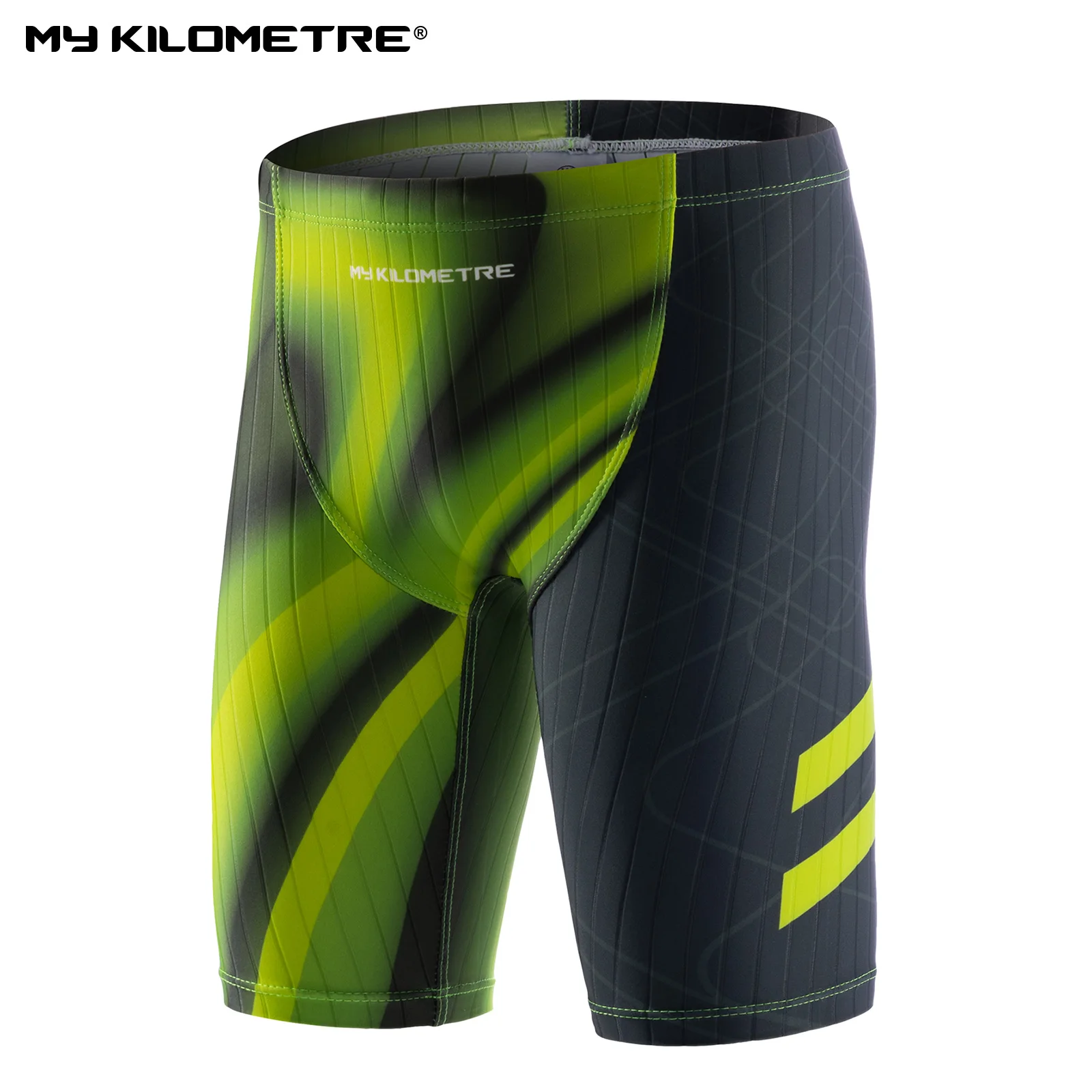 MY KILOMETRE Youth Boys Swim Jammers Kids Swimsuit Children Swimwear Quick Dry Training Athletic Swimming Shorts Print Green