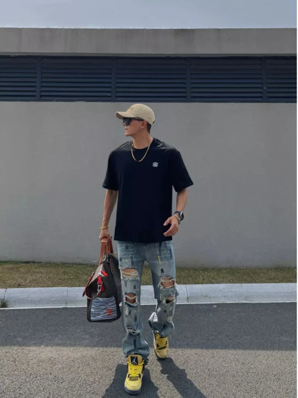 

Trendy American High Street Men's Jeans Distred Slim Fit Paint Splatter Straight Leg Pants Youthful Summer Wear