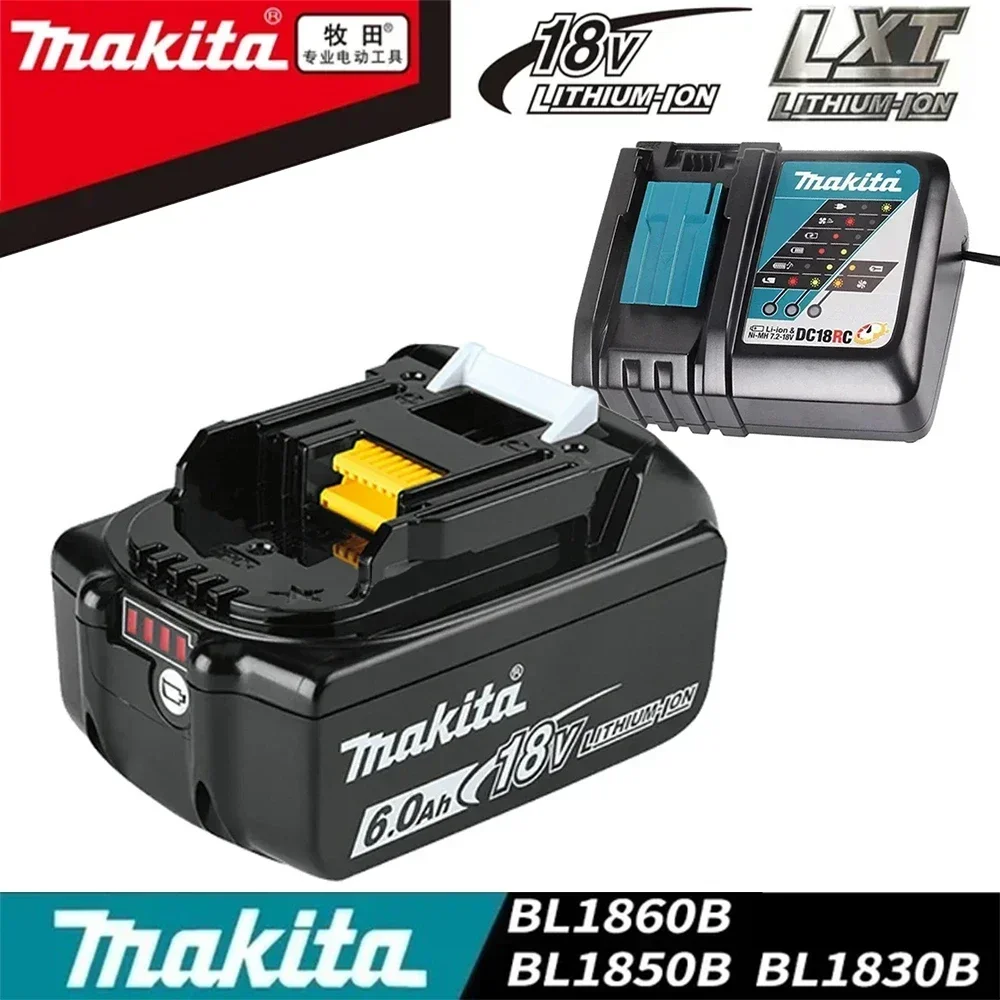 

Аккумуляторная батарея Makita 18 в 6 Ач для электроинструментов, устройство для замены светодиодный Li-Ion LXT BL1860B BL1860 BL1850, зарядное устройство