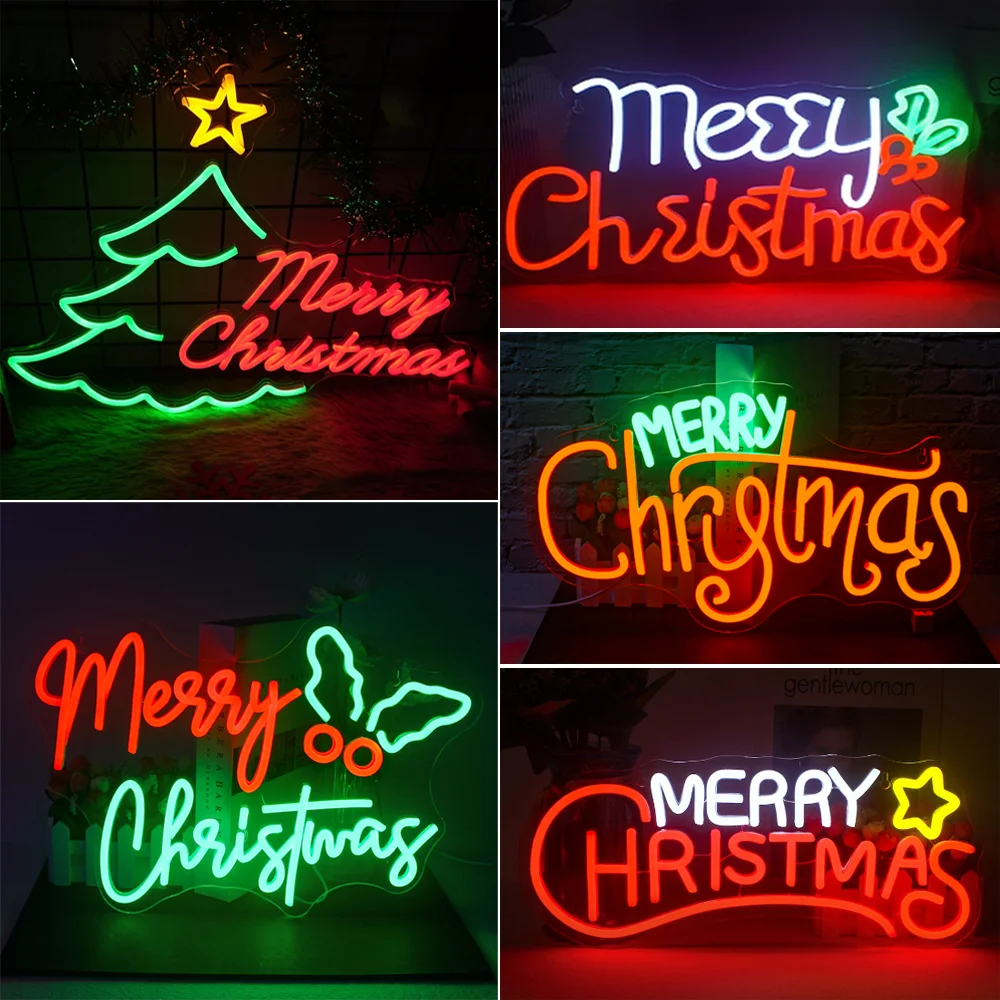 

Merry Christmas Neon Sign Led Santa Hat Neon Lights for Light UP Signs Bedroom Home Party Christmas Series Atmosphere Wall Decor