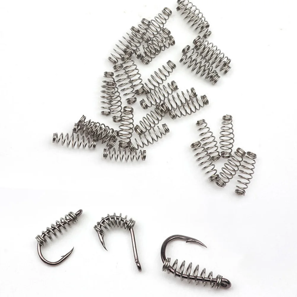 Silver Hook Spring Springs 0.3x2.6x11.7 100pcs/pack Fish Hooks Fishing Equipment Small Explosive Hook Stainless Steel