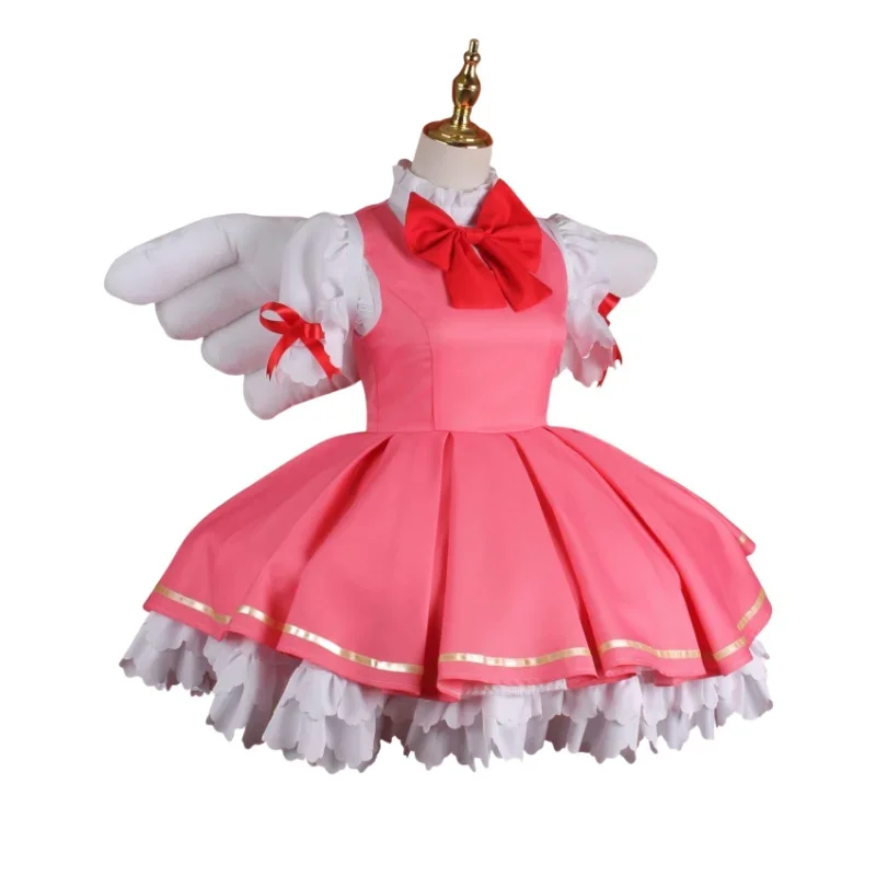 Anime Card Captor Sakura KINOMOTO SAKURA Cosplay Kostuum Pruik Lolita Leuke Jurk Halloween Set Voor Meisjes en Vrouwen