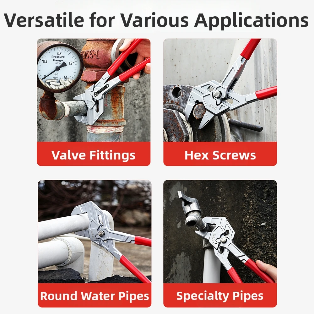 Quick Adjust Water Pump Pliers Self Locking Manual Clamping Adjustable Pipe Wrench Anti-slip Heavy-duty