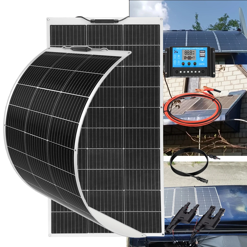 100W 200W 12V Solar Panel Kit, Off‑Grid Solar Battery Charger for RV, Camper, Trailer, Shed, Water Pump, Remote Battery Charging