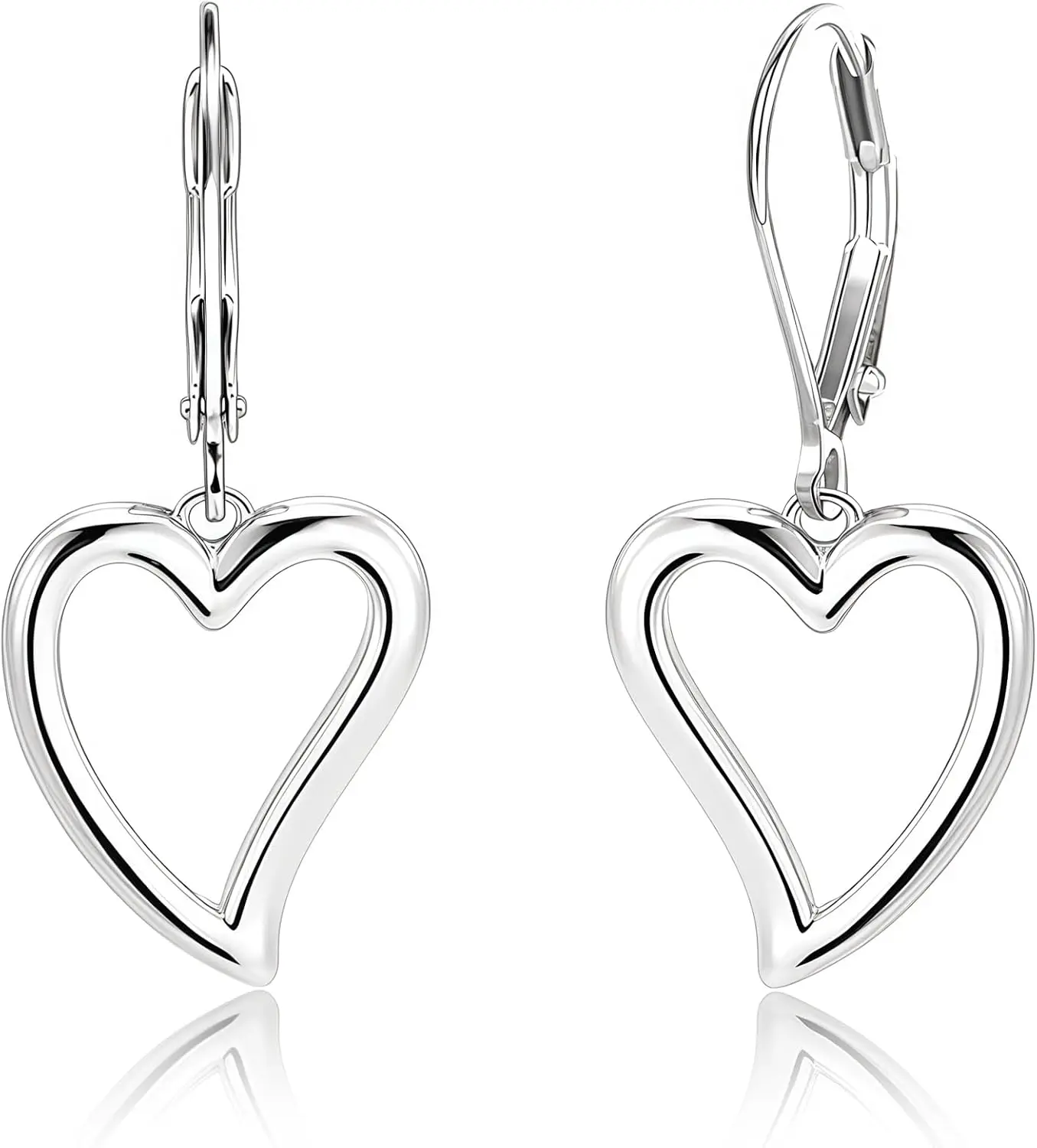 

Sterling Silver Heart Drop Earrings for Women, Openwork Love Design, Hypoallergenic Leverback Huggie