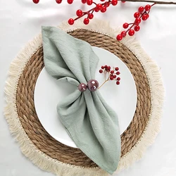 40x40cm Sage Green Cloth Napkins Set of 10 Cotton Fabric Serviette Kitchen Tea Table Towels for Farmhouse Wedding Decoration