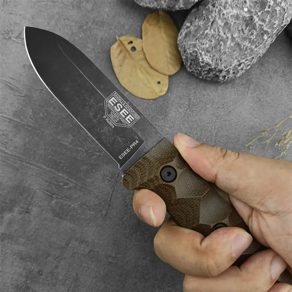ESEE PR4 سكين نجاة متين ذو شفرات ثابتة مع غمد مثالي لأنشطة Bushcraft الخارجية وEDC