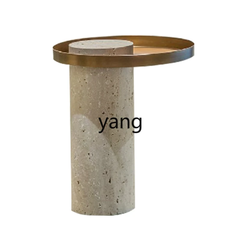 LMM round metal creative cave stone edge table living room coffee table small coffee table