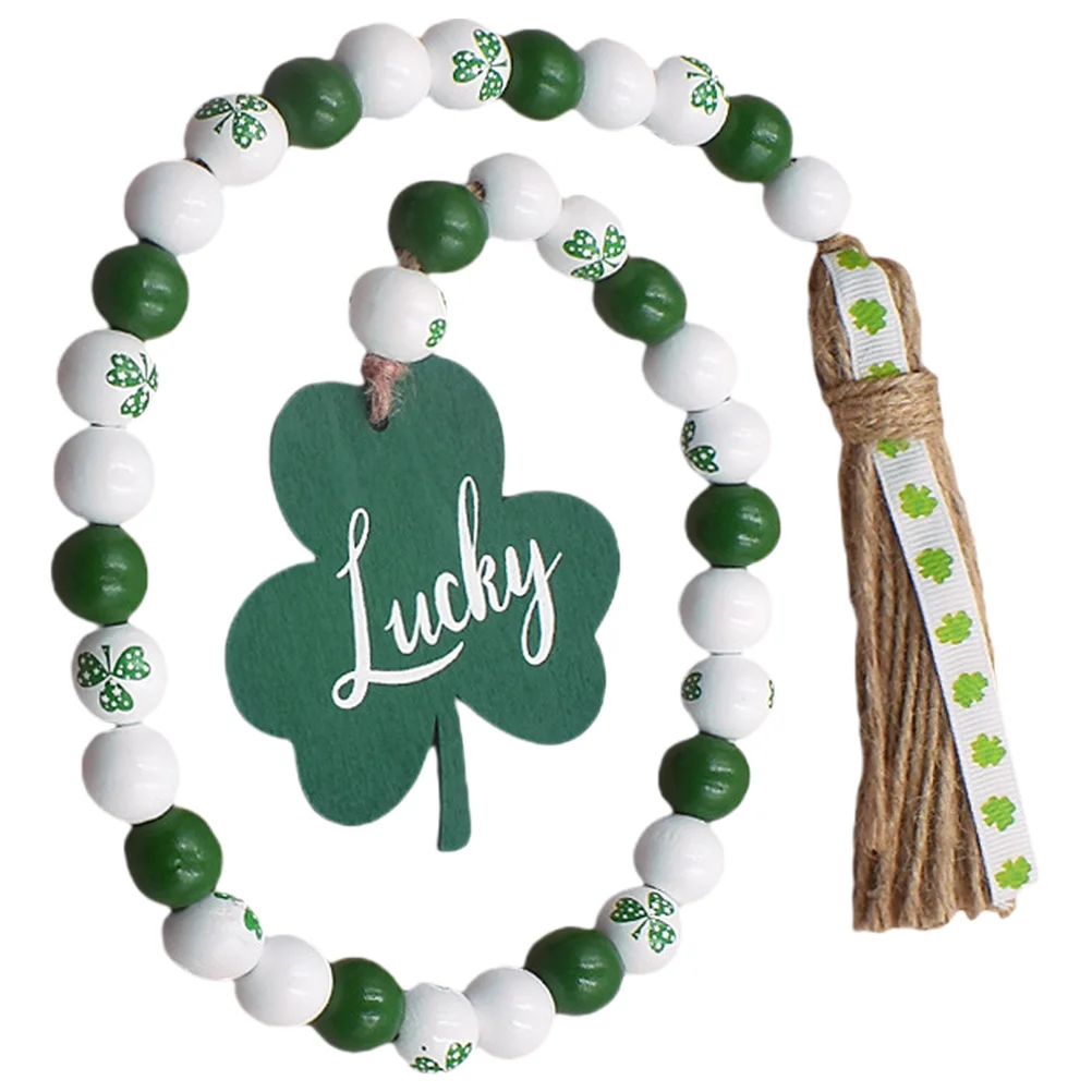 

Wooden Bead Garland Tassels Irish Day Decorations St Patricks Day Beads Pendant Lightweight Living Room Study