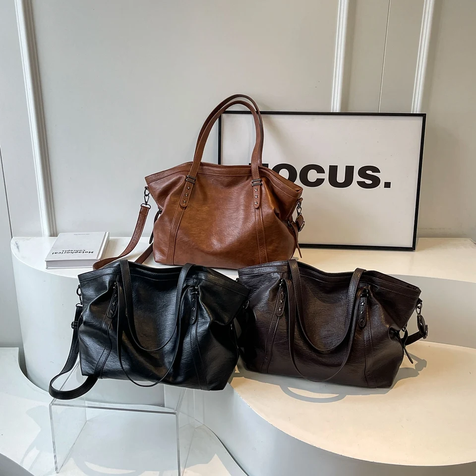 Big Black Shoulder crossbody Bags for Women 2026 Hobo Shopper Sac Solid Color Quality PU Leather Handbag Lady Travel Tote Bag