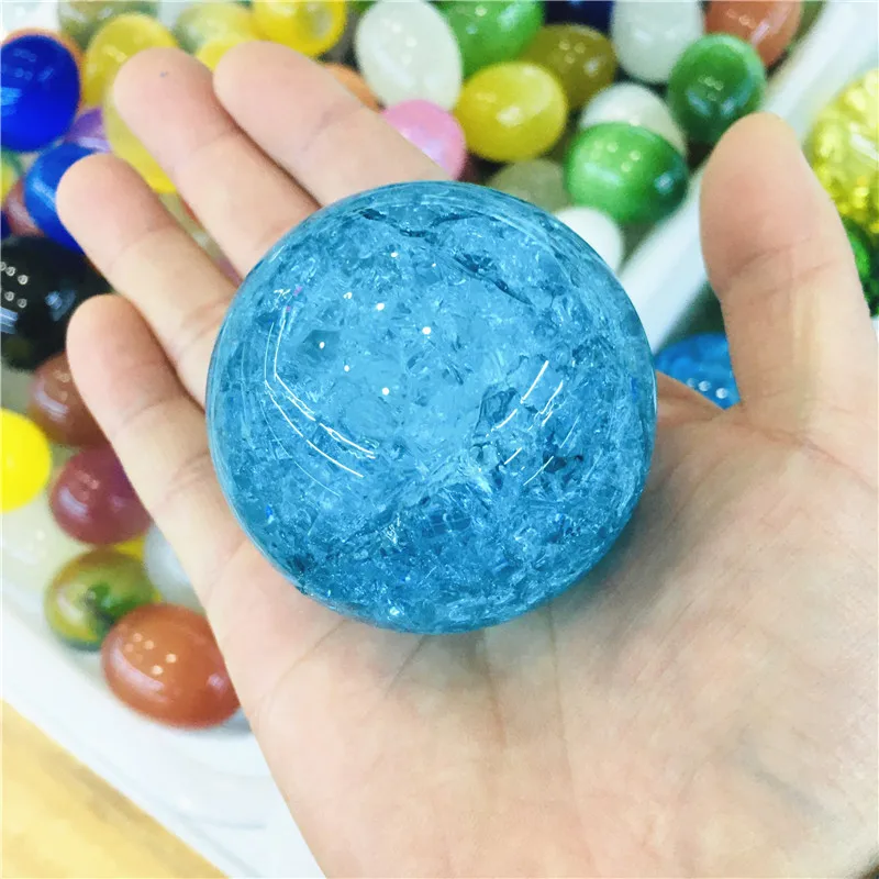 6 cm Kristalle Glas Eis Riss Ball Quarz Murmeln Magische Kugel Fengshui Ornamente Rocky Wasser Brunnen Bonsai Ball Hause decora – Detail 8