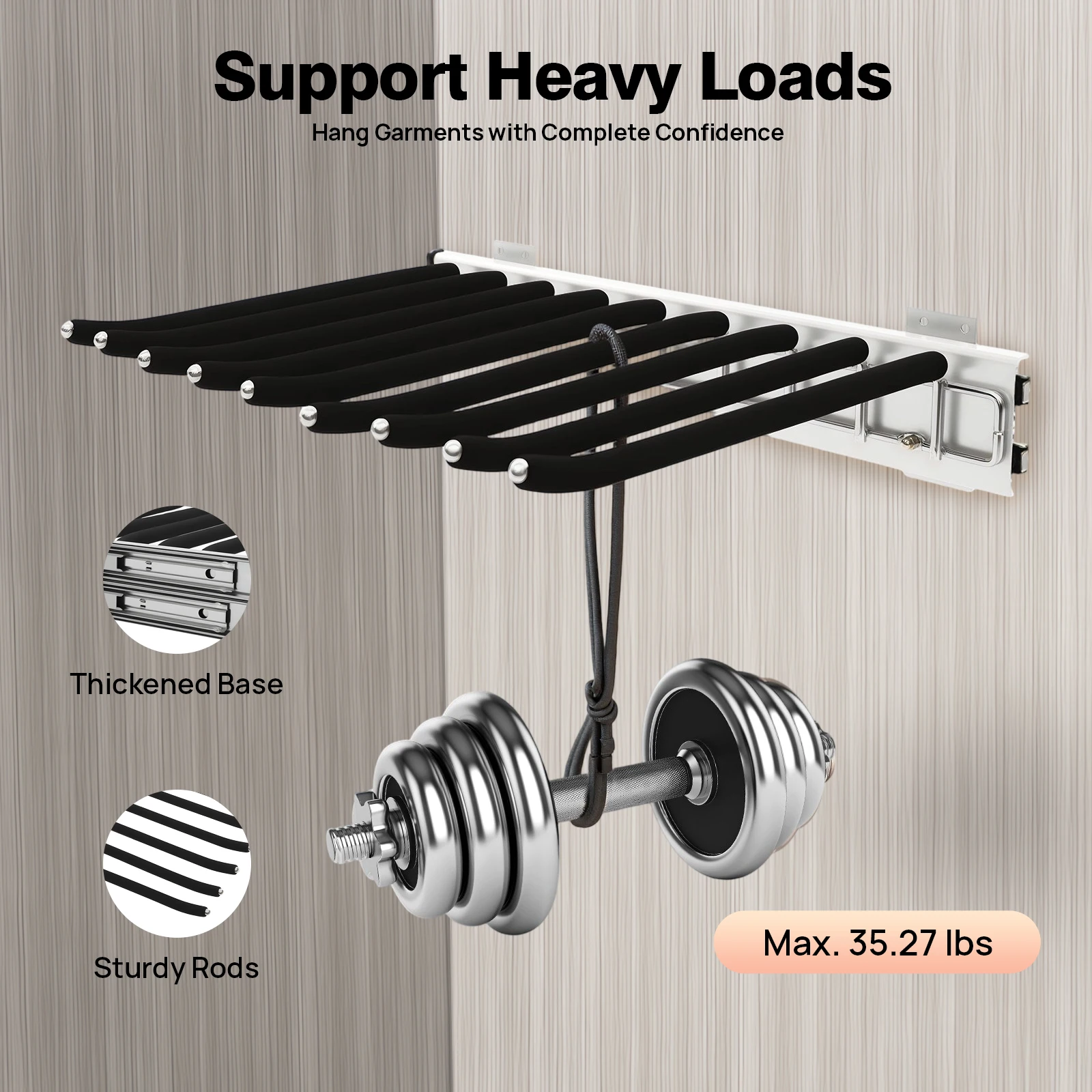 9 Rod Telescopic Pull-Out Pants Hanger Organizer 30-35LBS Silent Slide Rail