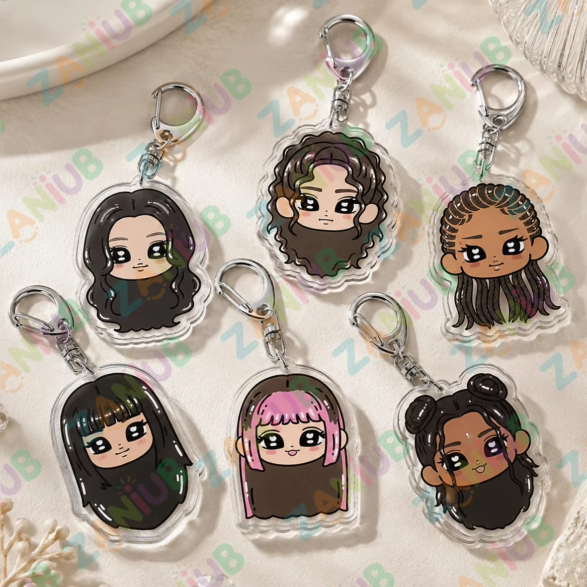 Hot Band Katseye Chibis Keychain for Bag Accessories Bag Charm Yoonchae Megan Lara Sophia Daniela Keyrings Key Chains Fans Gift