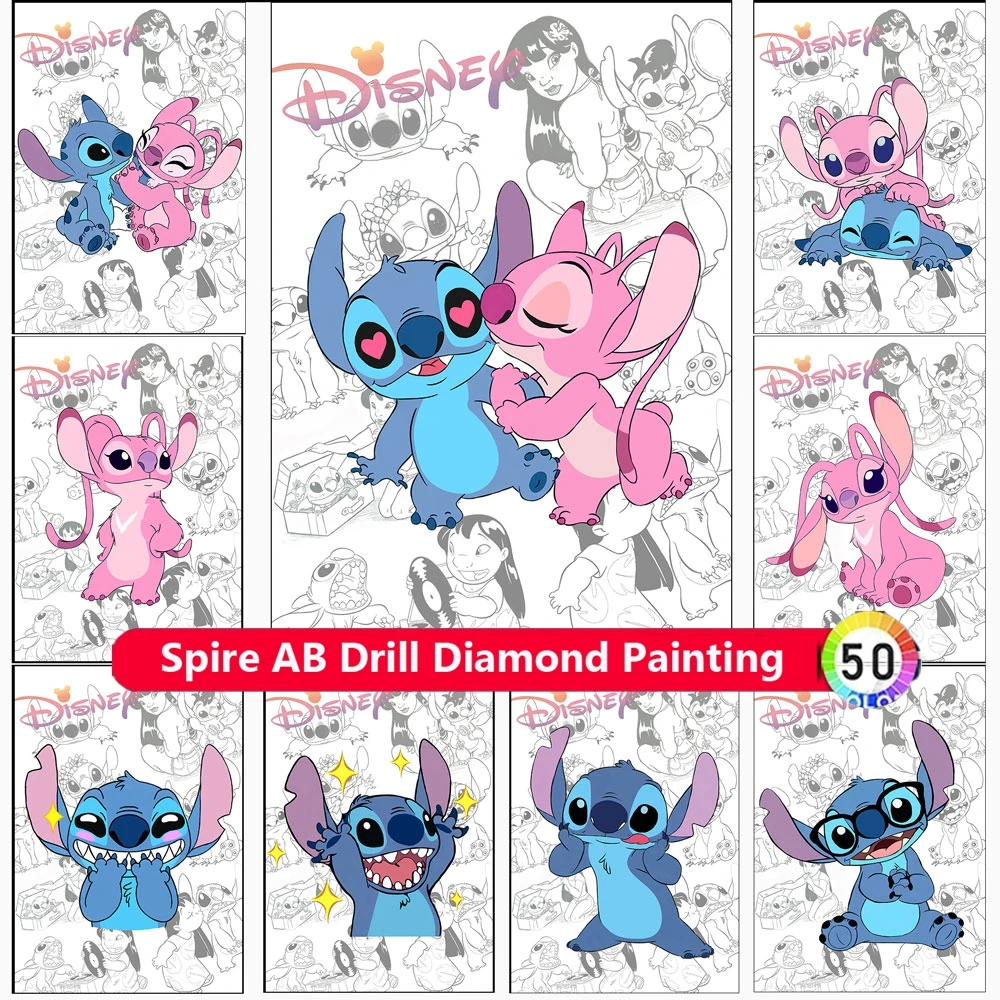 New 2023 Disney Stitch 5d Diy AB Diamond Painting Kit Embroidery Cartoon Anime Handicrafts Art Mosaic Home Decor Children's Gift