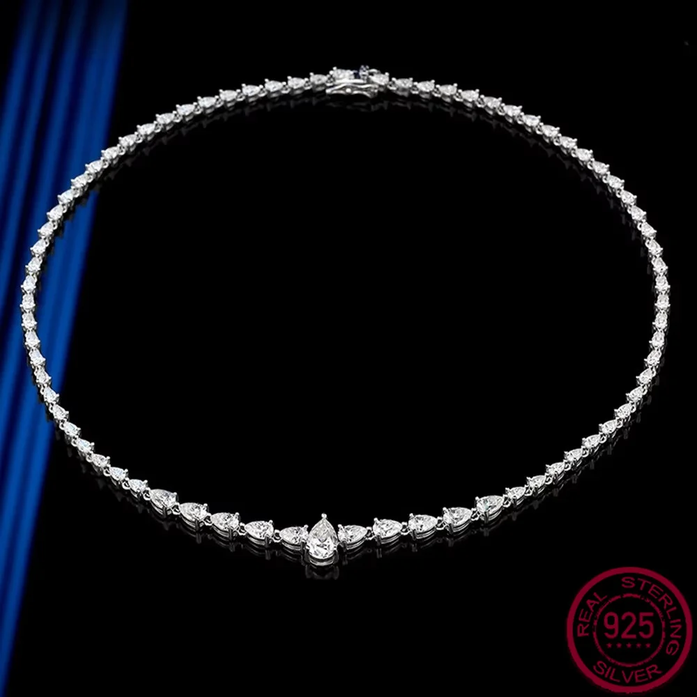 Yaranyan 925 Sterling Silver VVS1 3EX D Color Pear Cut 6*9 MM 1.5CT Real Moissanite Full Diamonds Pendant Necklace Fine Jewelry