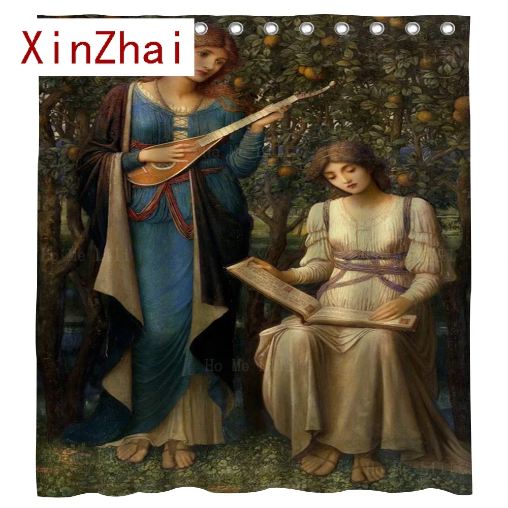 Beautiful Female Image The Woman With Violin Medieval Retro Fairy Waterproof Shower Curtain By Ho Me Lili For Bathroom Decor