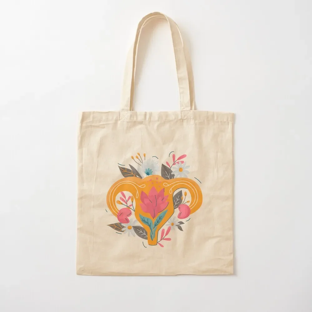 

Uterus with floral decoration cartoon female symbol Tote Bag canvas bags Shopper bag shopper bag women