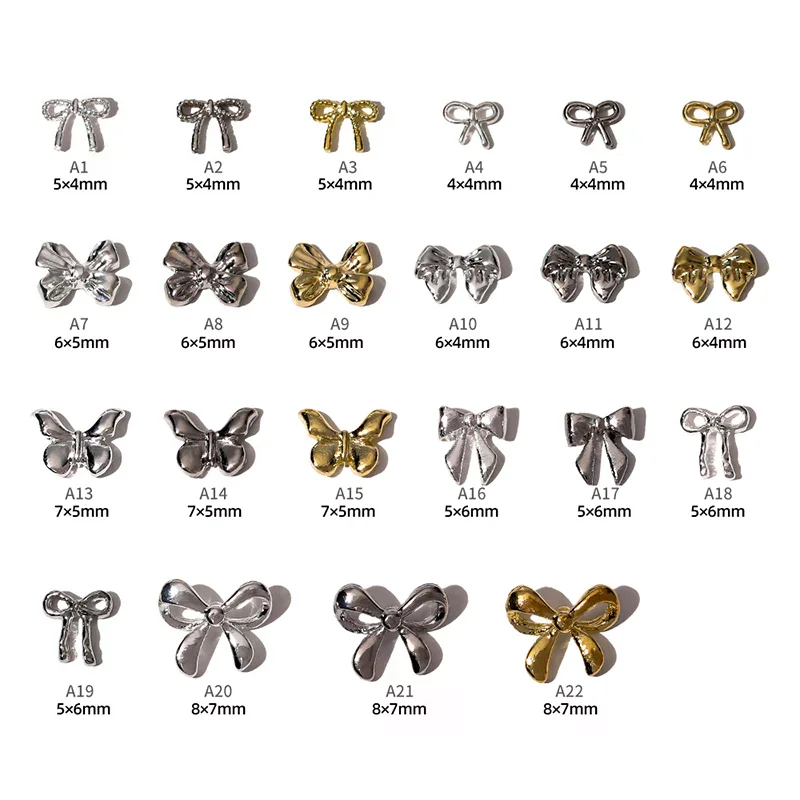 10 pezzi di lusso Kawaii Bow Nail Art Charms 3D lega giapponese papillon gioielli unghie strass decorazione accessori fai da te