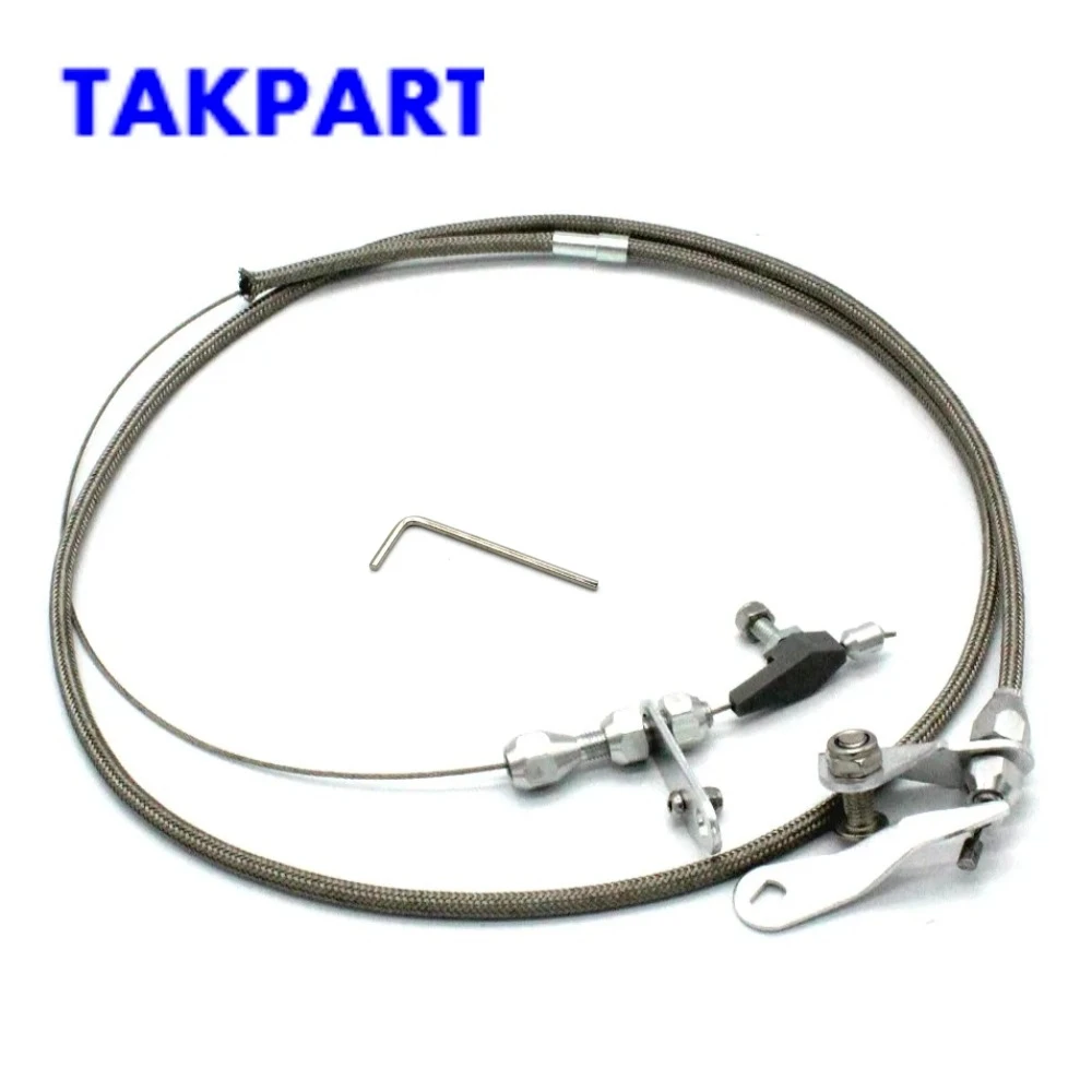 TAKPART for Ford C6 Stainless Braided Kick Down Cable Transmission Detent Kickdown Trans C-6