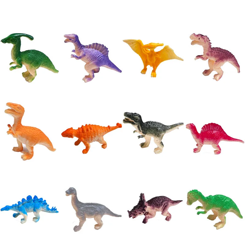

12 Pcs/Set Mini Dinosaur Model Ornaments Plastic Figures Kids Cognitive Small Simulation Animal Figure Toys