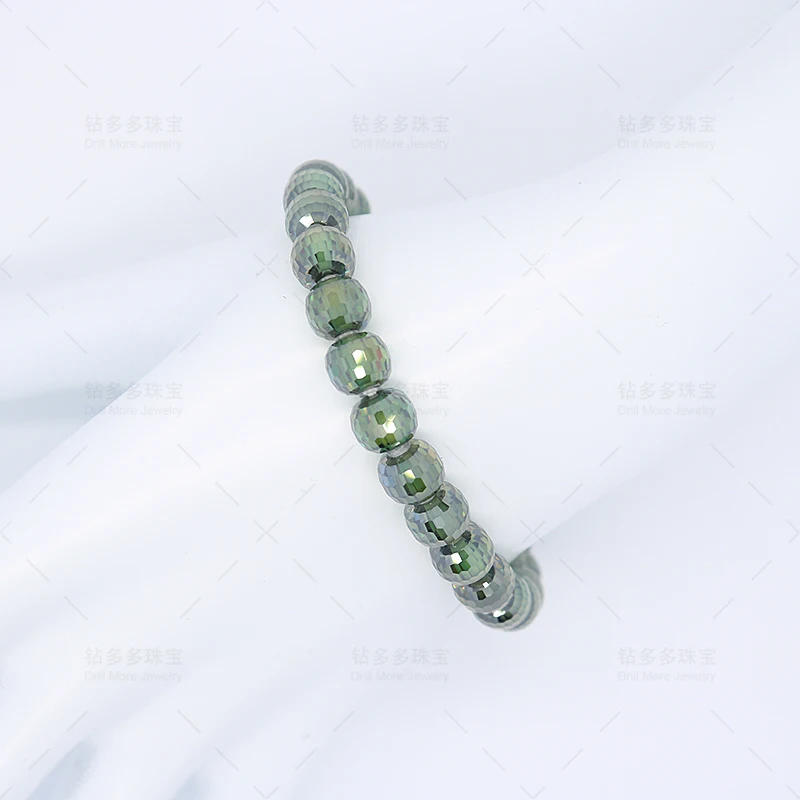 Fine Moissanite Green Beaded Bracelet Artificial Cultivation Of High-grade Jewelry Girls Essential Bracele