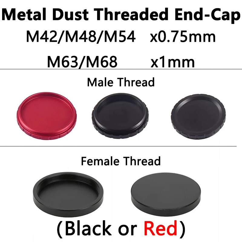 StarDikor M42/M48/M54 x0.75mm  M63/M68 x1 Male/Female Thread Metal Dust Threaded End-Cap For MPCC ZWO QHY Astronomical Telescope