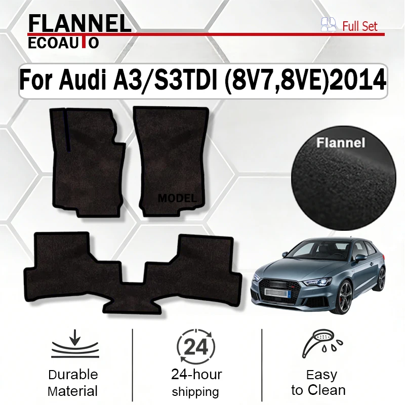 

ECOAUTO Flannel Car Floor Mats Rugs For Audi A3/S3TDI 2doors(8V7,8VE)2014-Present Anti-slip Stylish Odorless Flame Carpet